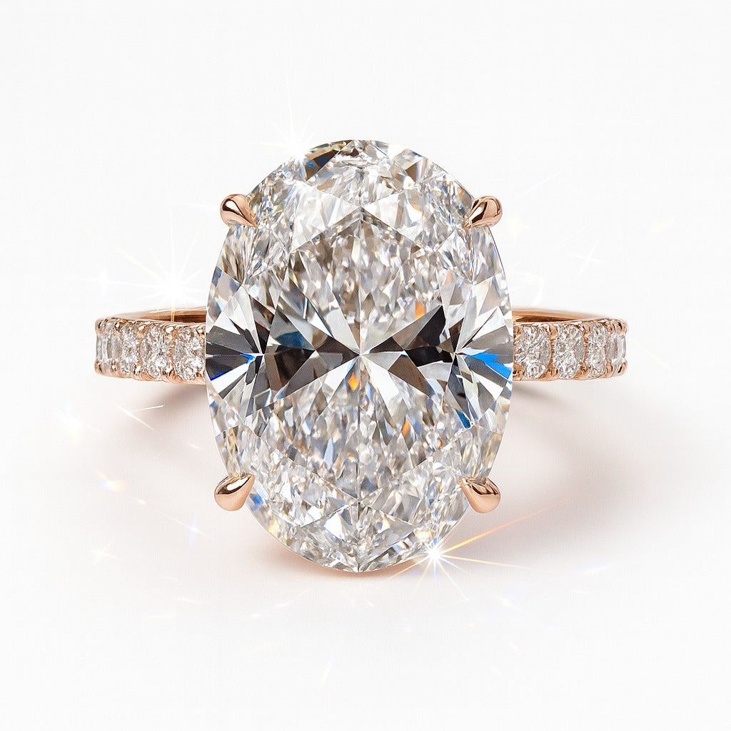 6 Carat Lab-Grown Oval Diamond Band Engagement Ring