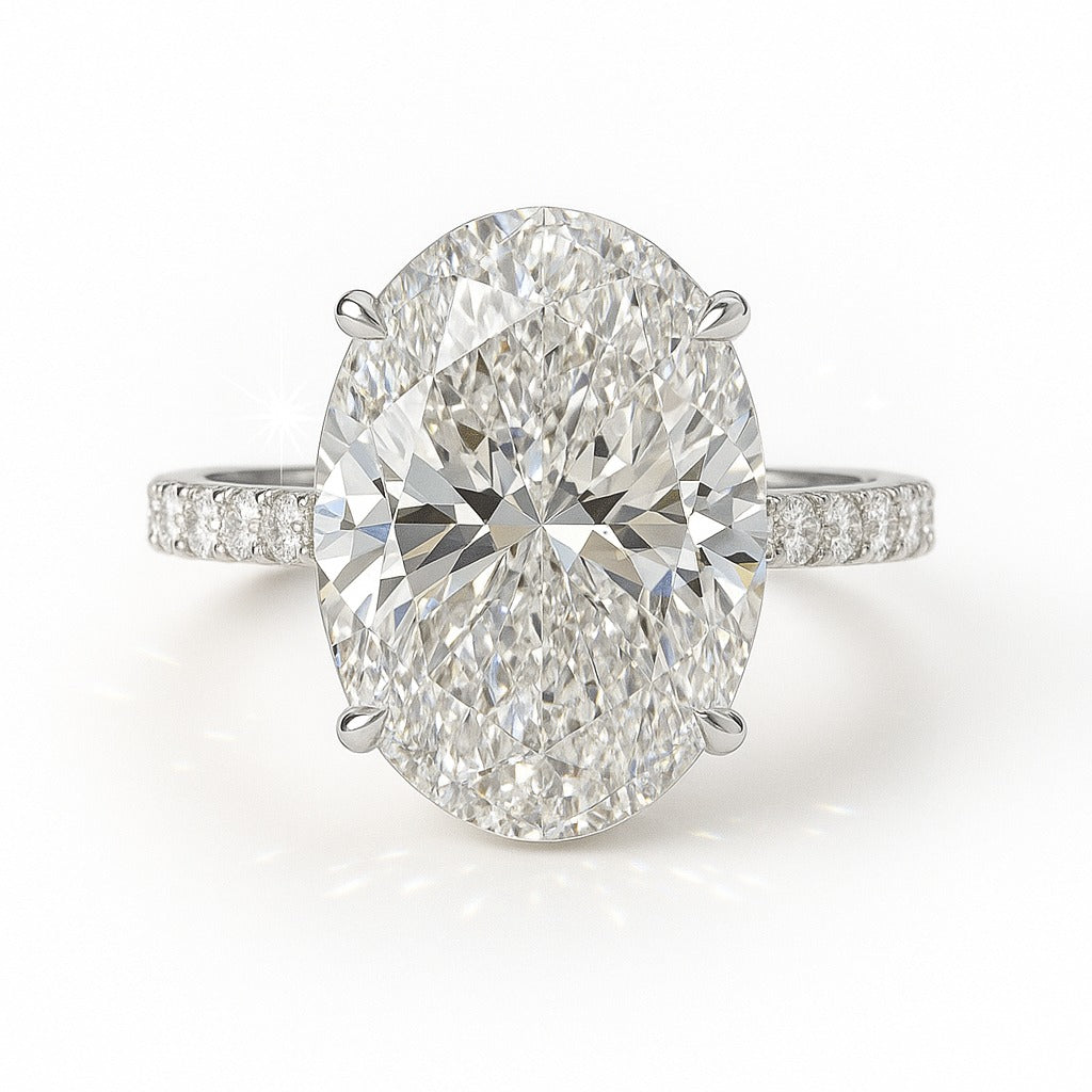 6 Carat Lab-Grown Oval Diamond Band Engagement Ring