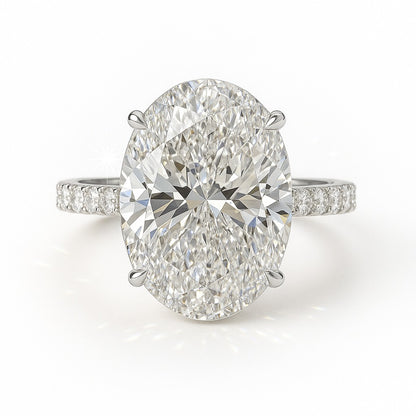 6 Carat Lab-Grown Oval Diamond Band Engagement Ring
