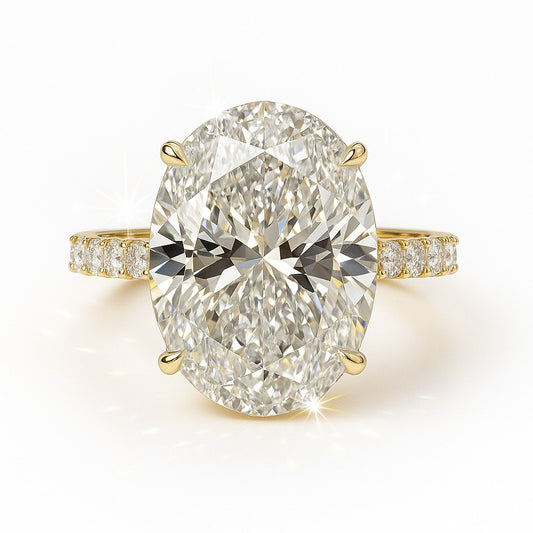6 Carat Lab-Grown Oval Diamond Band Engagement Ring