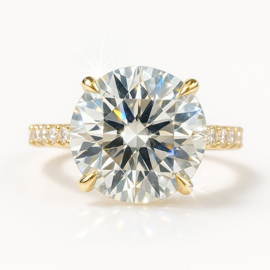 6 Carat Lab-Grown Round Diamond Band Engagement Ring