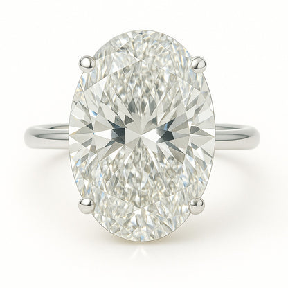 6 Carat Oval Lab-Grown Diamond Solitaire Engagement Ring