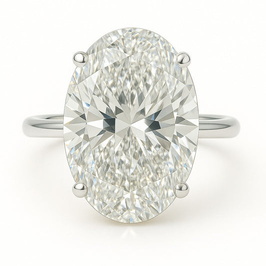 6 Carat Oval Lab-Grown Diamond Solitaire Engagement Ring