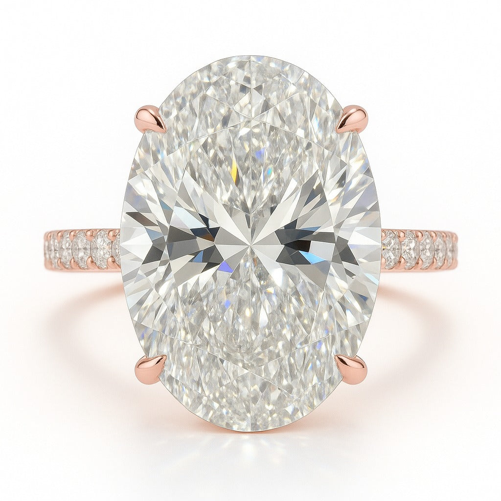 7 Carat Lab-Grown Diamond Band Engagement Ring – Oval Cut
