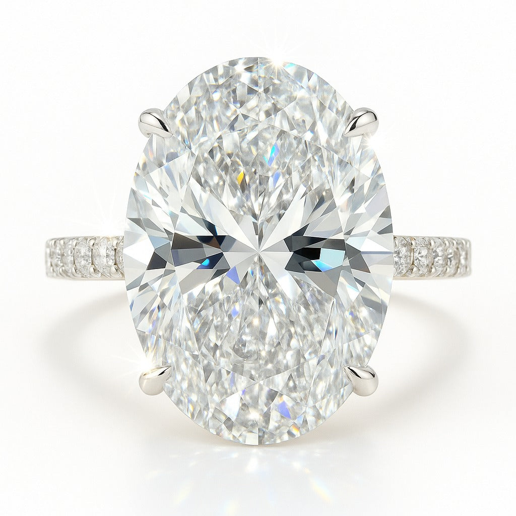 7 Carat Lab-Grown Diamond Band Engagement Ring – Oval Cut