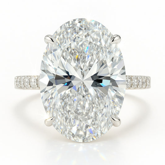 7 Carat Lab-Grown Diamond Band Engagement Ring – Oval Cut