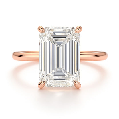 7 Carat Lab-Grown Emerald Cut Diamond Solitaire Engagement Ring - 18k White Gold