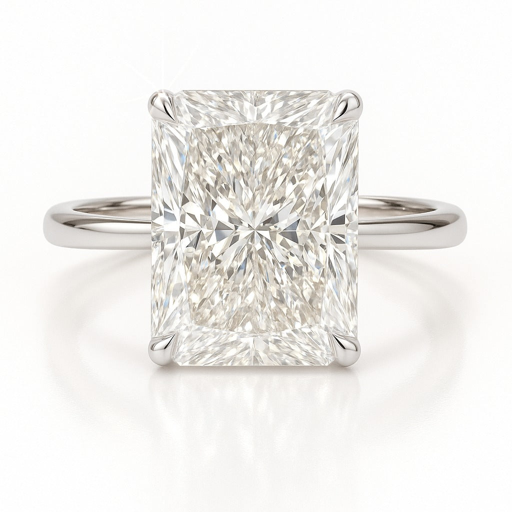 8 Carat Lab-Grown Solitaire Engagement Ring Radiant Cut – 18k Yellow Gold