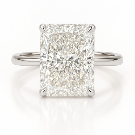 8 Carat Lab-Grown Solitaire Engagement Ring Radiant Cut – 18k Yellow Gold