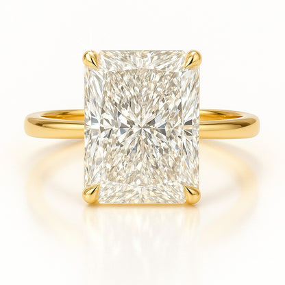 8 Carat Lab-Grown Solitaire Engagement Ring Radiant Cut – 18k Yellow Gold
