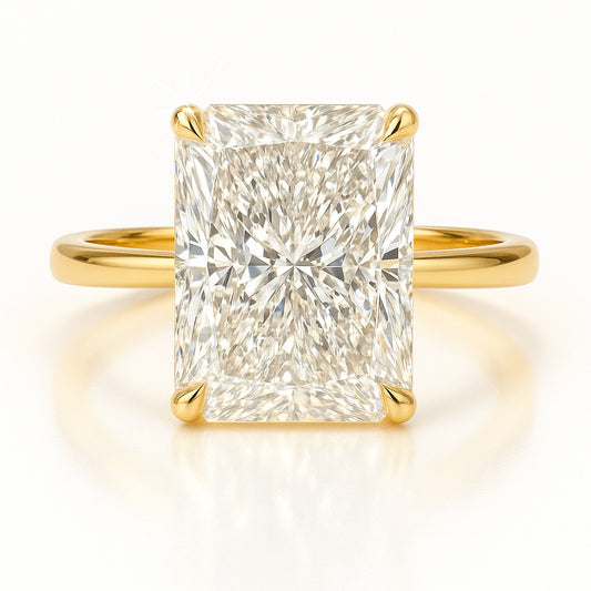 8 Carat Lab-Grown Solitaire Engagement Ring Radiant Cut – 18k Yellow Gold
