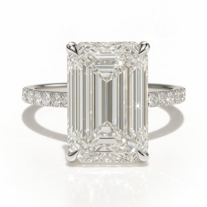 9 Carat Lab-Grown Emerald Cut Diamond Band Engagement Ring – 18K White Gold