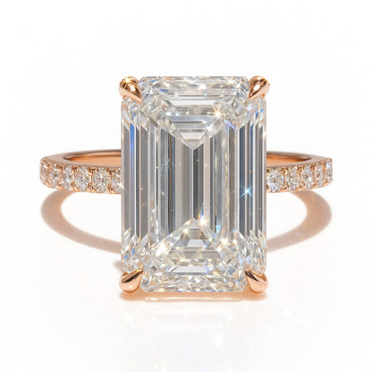 9 Carat Lab-Grown Emerald Cut Diamond Band Engagement Ring – 18K White Gold