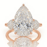 9 Carat Lab-Grown Pear Diamond Trilogy Engagement Ring - 18k White Gold