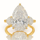 9 Carat Lab-Grown Pear Diamond Trilogy Engagement Ring - 18k White Gold