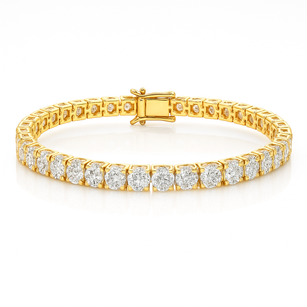 9ct Lab-Grown Diamond Tennis Bracelet – 18K Yellow Gold