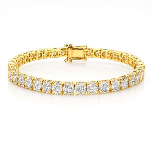 9ct Lab-Grown Diamond Tennis Bracelet – 18K Yellow Gold