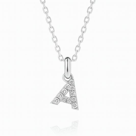 0.13ct - A Letter Pendant - White Gold