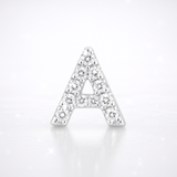 0.08cts "A" Letter Stud Earring – 18k White Gold