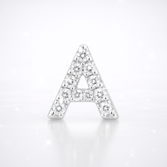 A Letter Stud Earring – 18k White Gold
