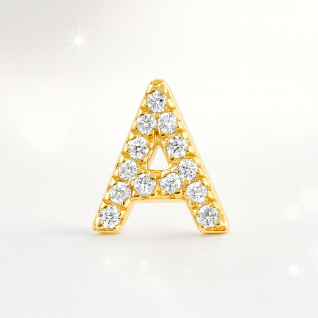 A Letter Stud Earring – 18k Yellow Gold