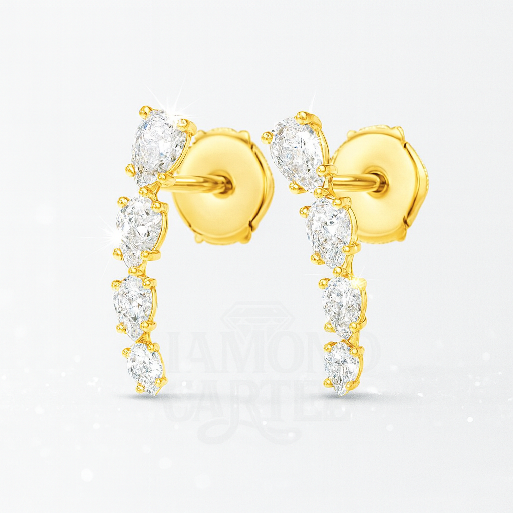 Angel Tear Drop Diamond Earrings Yellow Gold
