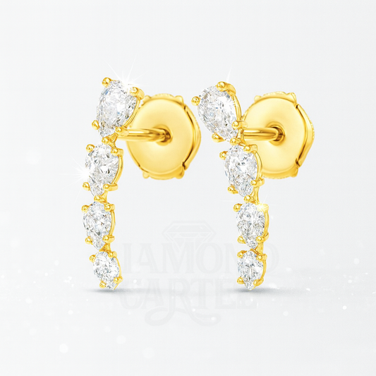 Angel Tear Drop Diamond Earrings Yellow Gold