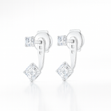 1.45ct Angled Asscher Shaped Diamond Slider Earrings - 18k White Gold