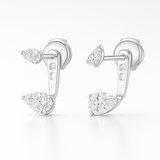 0.85 carats Angled Pear Shaped Diamond Slider Earrings - 18K White Gold