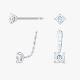 1.3 Carats Asscher Shaped Diamond Slider Earrings – 18k White Gold
