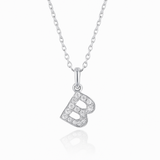 0.17ct - B Letter Pendant – 18k White Gold