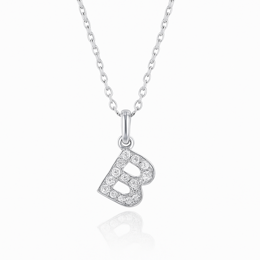 0.17ct - B Letter Pendant – 18k White Gold