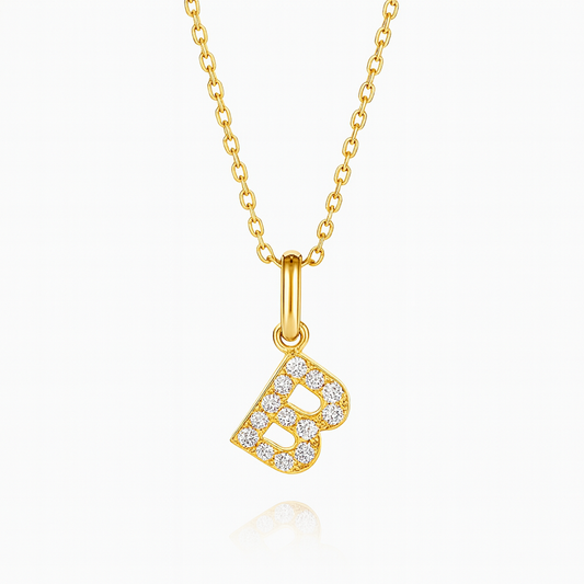 0.17ct - B Letter Pendant – 18K Yellow Gold