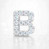 0.11cts "B" Letter Stud Earring White Gold
