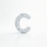 0.08cts "C" Letter Stud Earring  18k White Gold