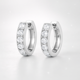 0.8 Carats -Channel Set Diamond Huggie Earrings - 18k White Gold