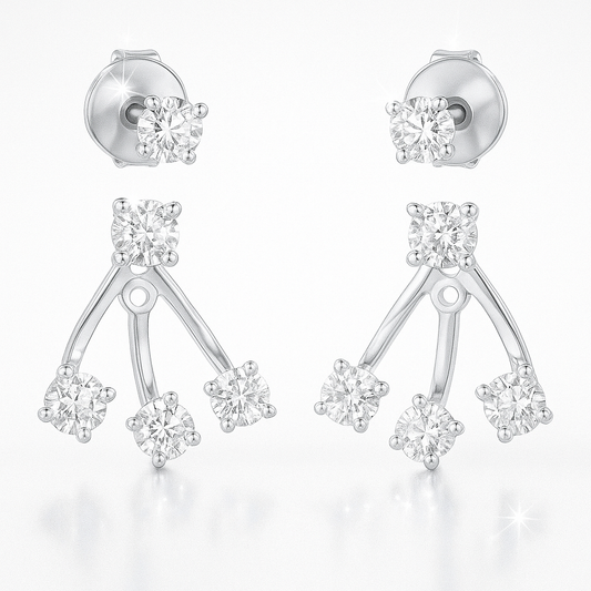 Trio Diamond Raindrop Earrings in White Gold