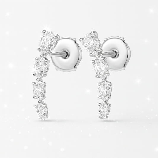 Angel Tear Drop Diamond Earrings - 18K White Gold