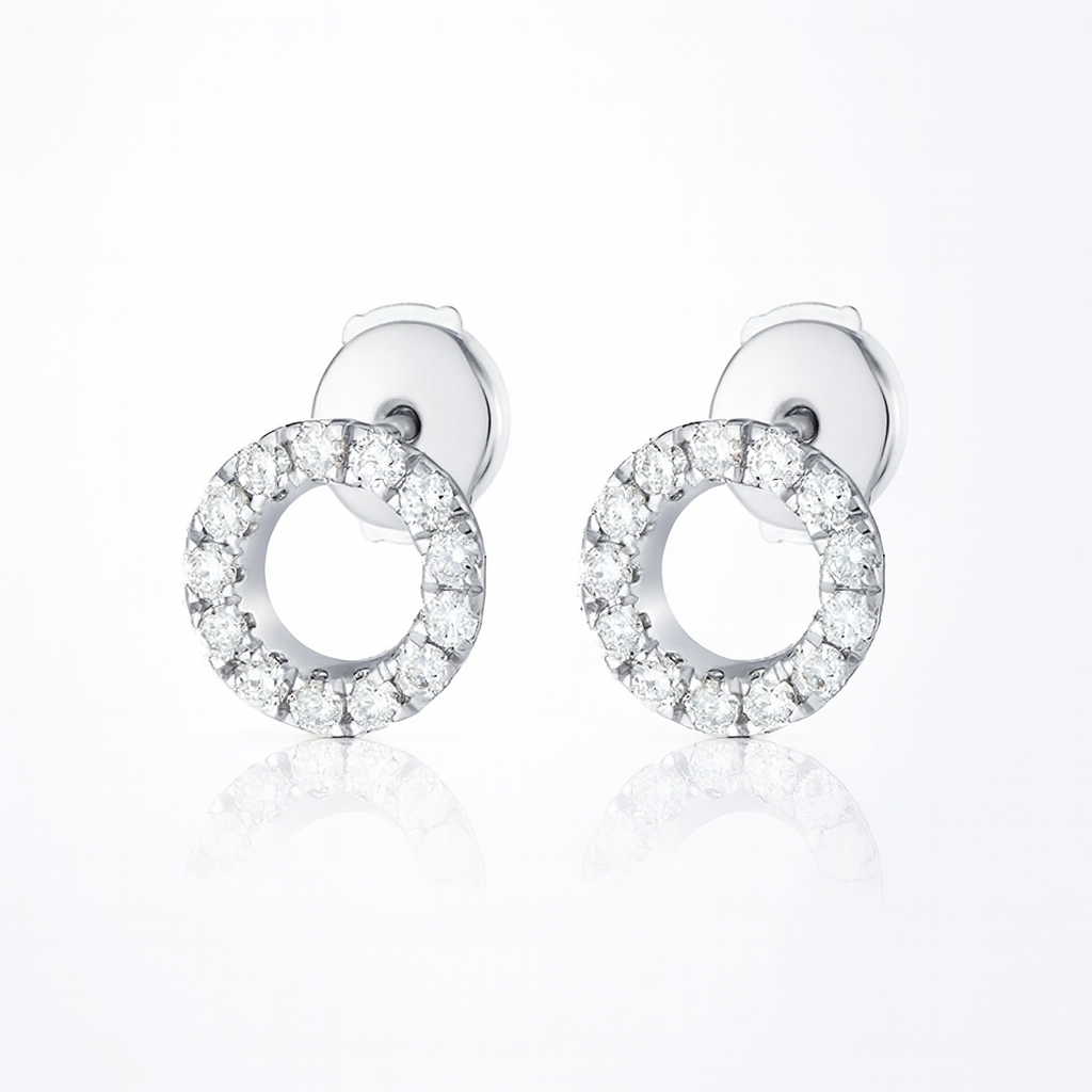 Circular Lab-Grown Diamond Earrings in 18k White Gold