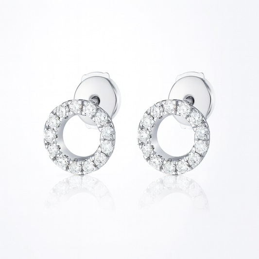 Circular Lab-Grown Diamond Earrings in 18k White Gold