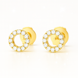 0.5 Carats Circular Diamond Fashion Stud Earrings - 18K Yellow Gold