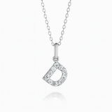 0.19ct - D Letter Pendant – 18k White Gold