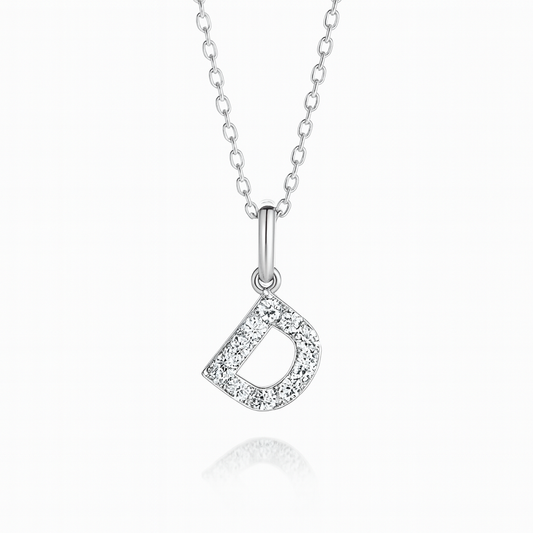 0.19ct - D Letter Pendant – 18k White Gold