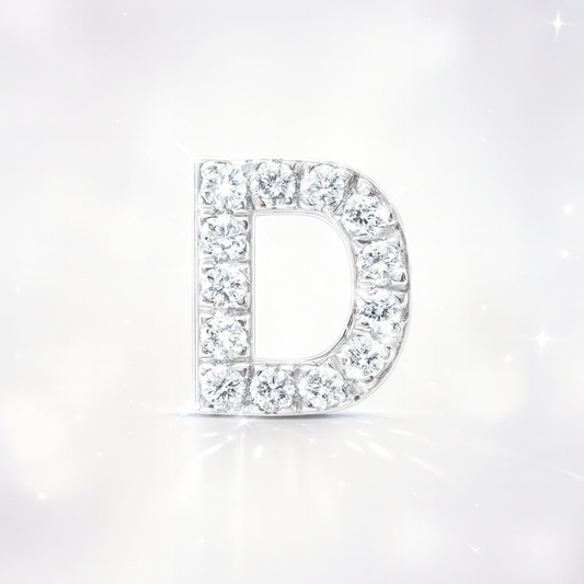 D Letter Stud Earring White Gold