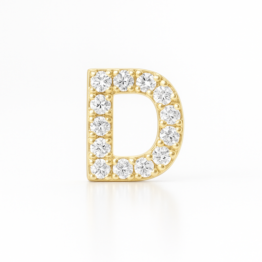 D Letter Stud Earring Yellow Gold
