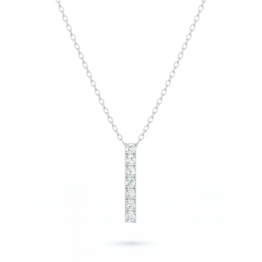 0.23ct - Diamond Bar Pendant – 18k White Gold