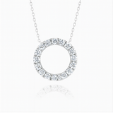 0.75ct - Diamond Circle Pendant in 18k White Gold