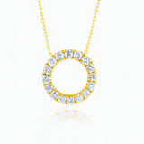 0.75ct - Diamond Circle Pendant in 18k Yellow Gold