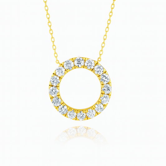 0.75ct - Diamond Circle Pendant in 18k Yellow Gold