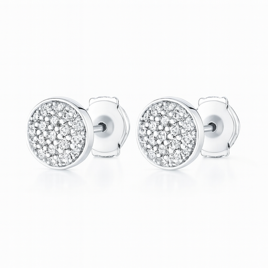 Diamond Disc Earrings – White Gold